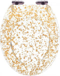 Glitter Toilet Seat Oval 36 * 42Cm， Resin Toilet Seat with Quietly Close and Quick Release Hinges， Top Fixing Easy to Install and Easy to Clean，Silver，Gold Leaf