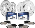 Detroit Axle - Brake Kit for 2011-2020 Jeep Grand Cherokee Dodge Durango Replacement Front & Rear Drilled & Slotted Disc Brake Rotors Ceramic Brakes Pads : 12.99' inch Rotor