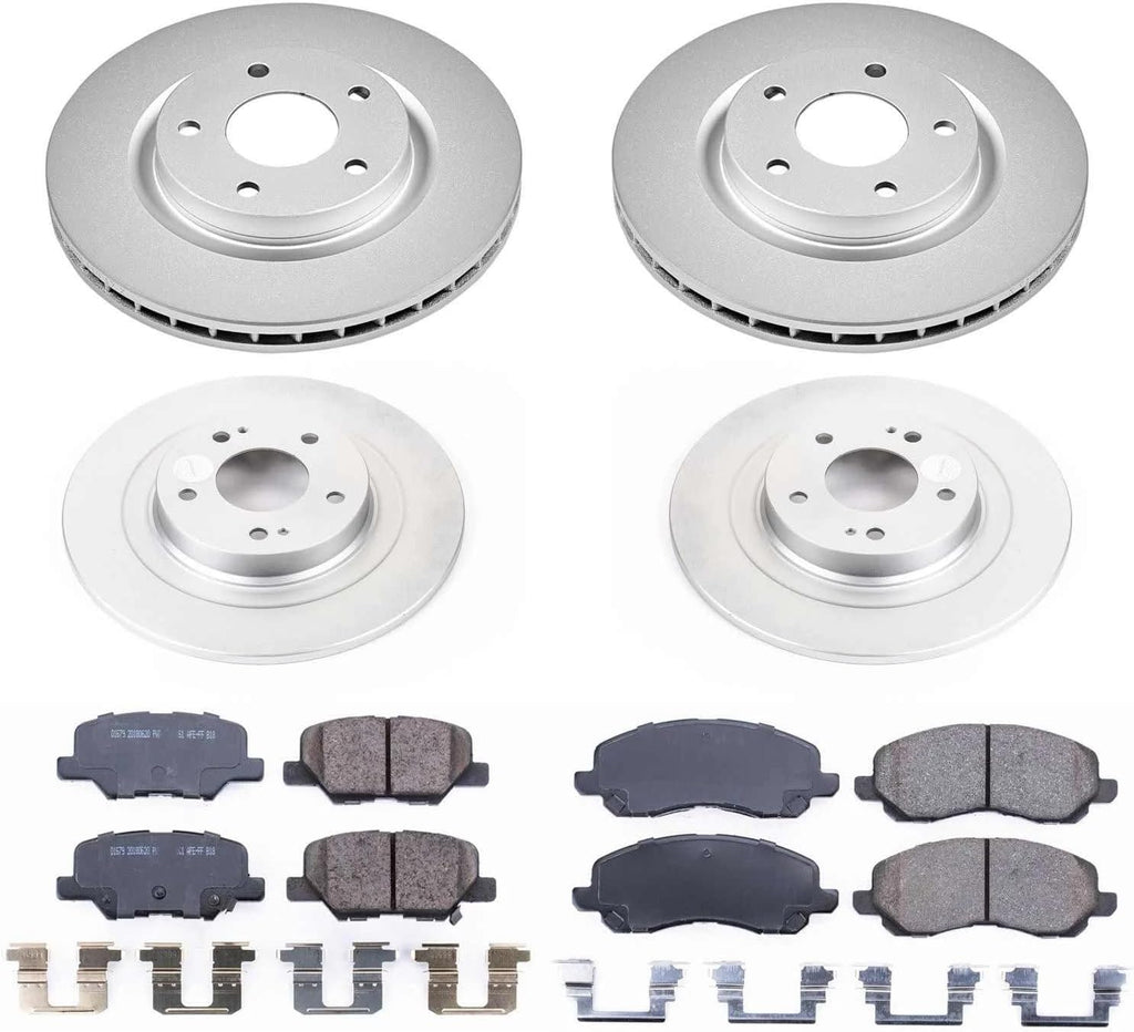 PowerStop Front and Rear Brake Kit for Mitsubishi Outlander 2014-18 | Mitsubishi Outlander Sport 2013-20 - Fully-Coated Disc Rotors with Z17 Ceramic Brake Pads Replacement, CRK6796