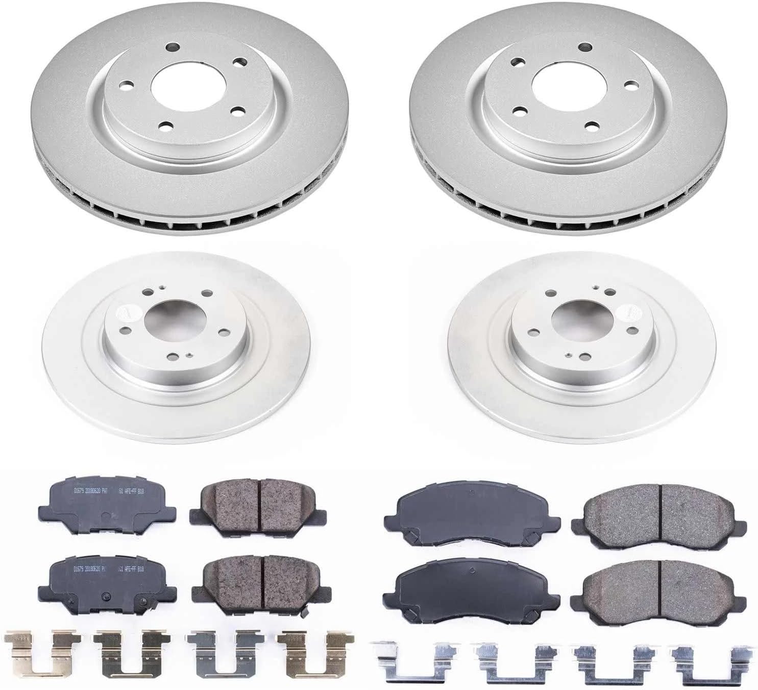 PowerStop Front and Rear Brake Kit for Mitsubishi Outlander 2014-18 | Mitsubishi Outlander Sport 2013-20 - Fully-Coated Disc Rotors with Z17 Ceramic Brake Pads Replacement, CRK6796