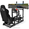 Anman Aluminum Profile Racing Simulator Cockpit with Triple Monitor Mount Black Seat, Fit for Logitech, for Thrustmaster, for Fanatec Direct Drive Steering Wheel,Multi Adjustable Universal cockpit