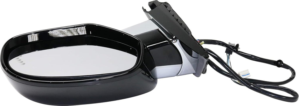 Kool Vue Passenger Side Power Heated Mirror for Cadillac Escalade ESV 2007-2014, Passenger Mirror Power Fold With Signal Light, Memory & Puddle Lamp, Without Blind Spot Monitor, Chrome