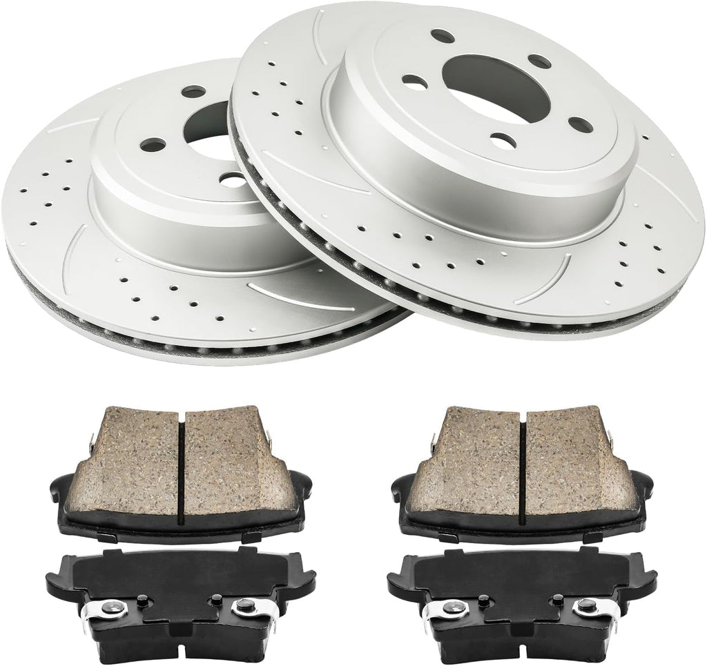 KAX Rear Brake Kit for Chrysler 300 2005-2020, Dodge Charger 2006-2020, Challenger 2009-2020, Magnum 2005-2008, 12.6inch Brake Rotors Pads Kit, #53024+D1057 Rear Brakes
