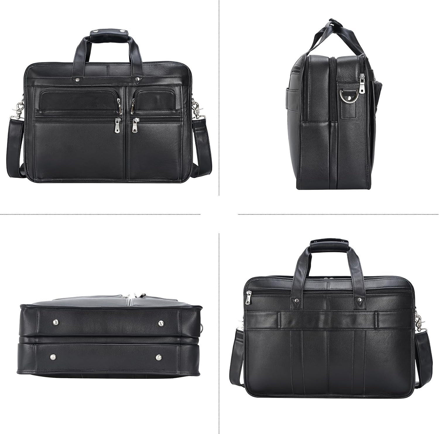 Polare 17'' Napa Leather Briefcase Laptop Attache Case Messenger Bag For Men Fits 15.6'' Laptop