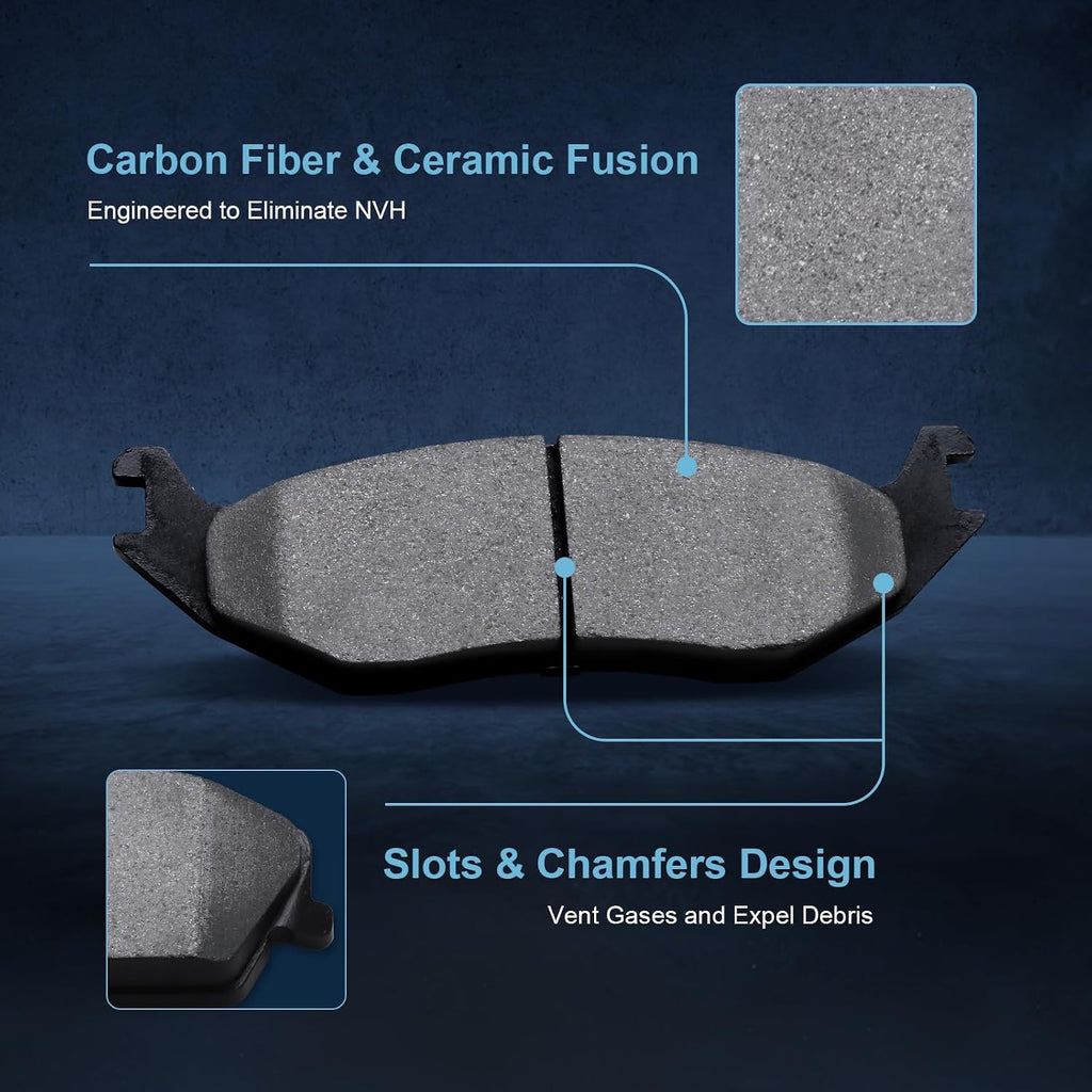 Rear Drilled and Slotted Disc Brake Rotors & Ceramic Brake Pads Kit Fit for Chrysler 2007-2009 Aspen; for Dodge 2004-2009 Durango, 2005-2010 Ram 1500; for Ram 2011-2018 1500#53006 D967
