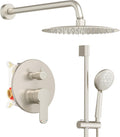 Gabrylly Shower System, High Pressure 12' Rain Shower Head with Handheld Shower, Wall Mounted Slide Bar Shower Faucet Set Complete, Shower Combo Set with Shower Valve,Brushed Nickel