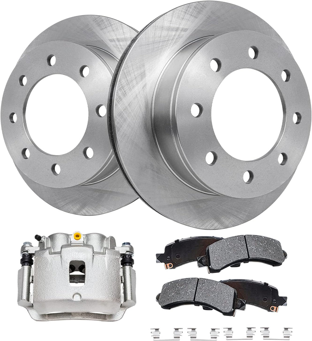 Detroit Axle - Rear Disc Rotors Brake Pads Right Caliper Replacement for 2006-2019 Chevy GMC Express Savana 2500 3500