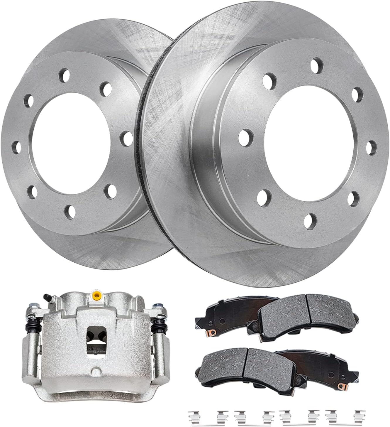 Detroit Axle - Rear Disc Rotors Brake Pads Right Caliper Replacement for 2006-2019 Chevy GMC Express Savana 2500 3500