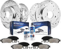 Detroit Axle - Brake Kit for Toyota Camry Avalon RAV4 C-HR Lexus ES350 ES300h, Drilled and Slotted Disc Brake Rotors Ceramic Brakes Pads Replacement: 12.01' inch Front and 11.06' inch Rear Rotors