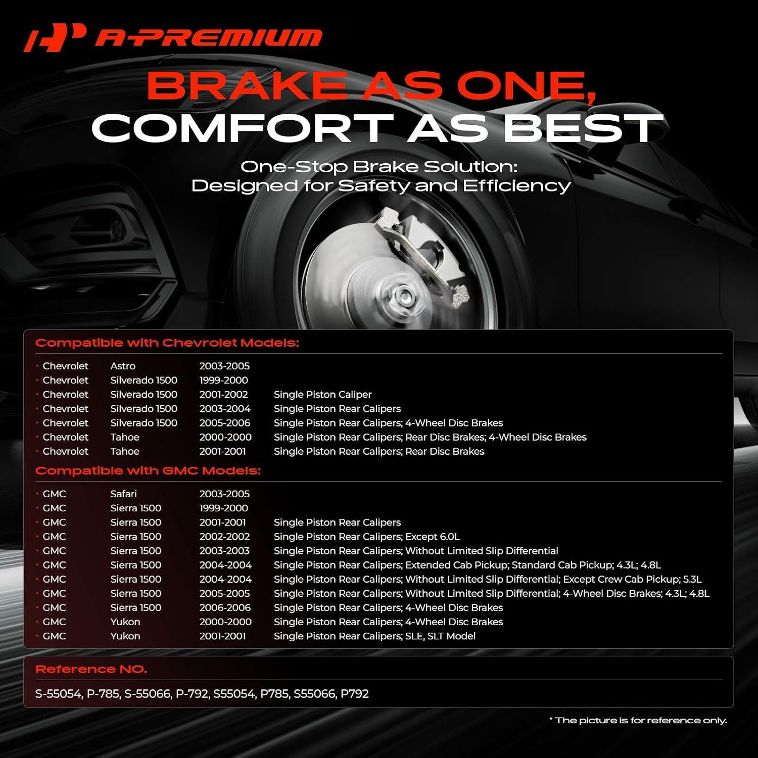 A-Premium Front & Rear Drilled and Slotted Disc Brake Rotors + Ceramic Pads Kit Compatible with Select Chevrolet and GMC Models - Tahoe, Silverado 1500, Sierra 1500, Yukon, Astro, Safari, 12-PC Set