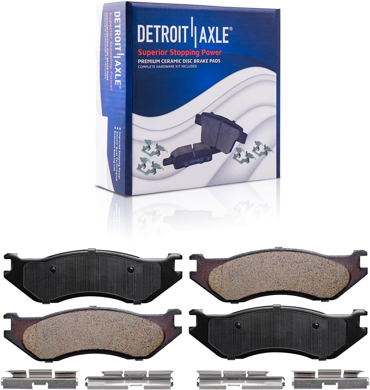 Detroit Axle - Wheel Bearing Hubs Brake Kit for 2002-2005 Dodge Ram 1500 [5 Lug] Front Rear Disc Brake Rotors Ceramic Brakes Pads Front Wheel Bearing Hubs 2003 2004 Replacement