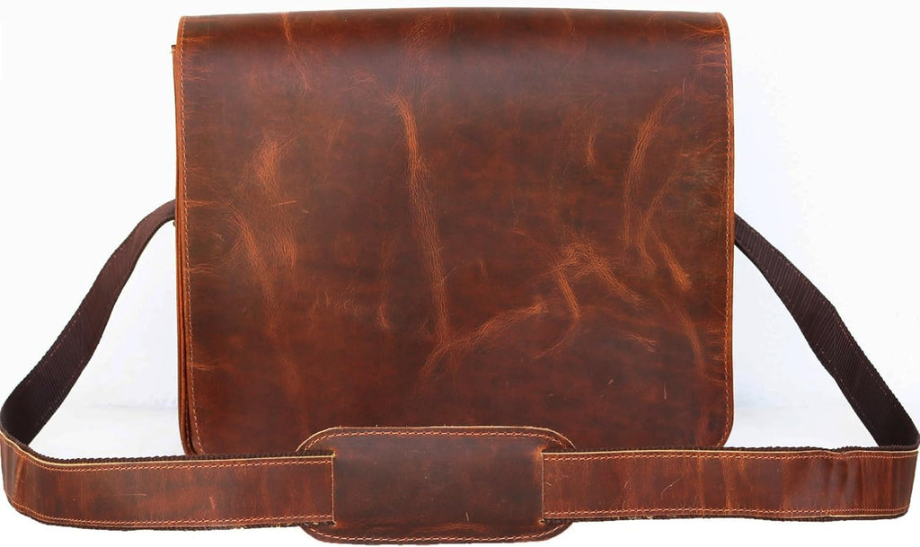 13' leather messenger bag laptop case office briefcase gift for men computer distressed shoulder bag