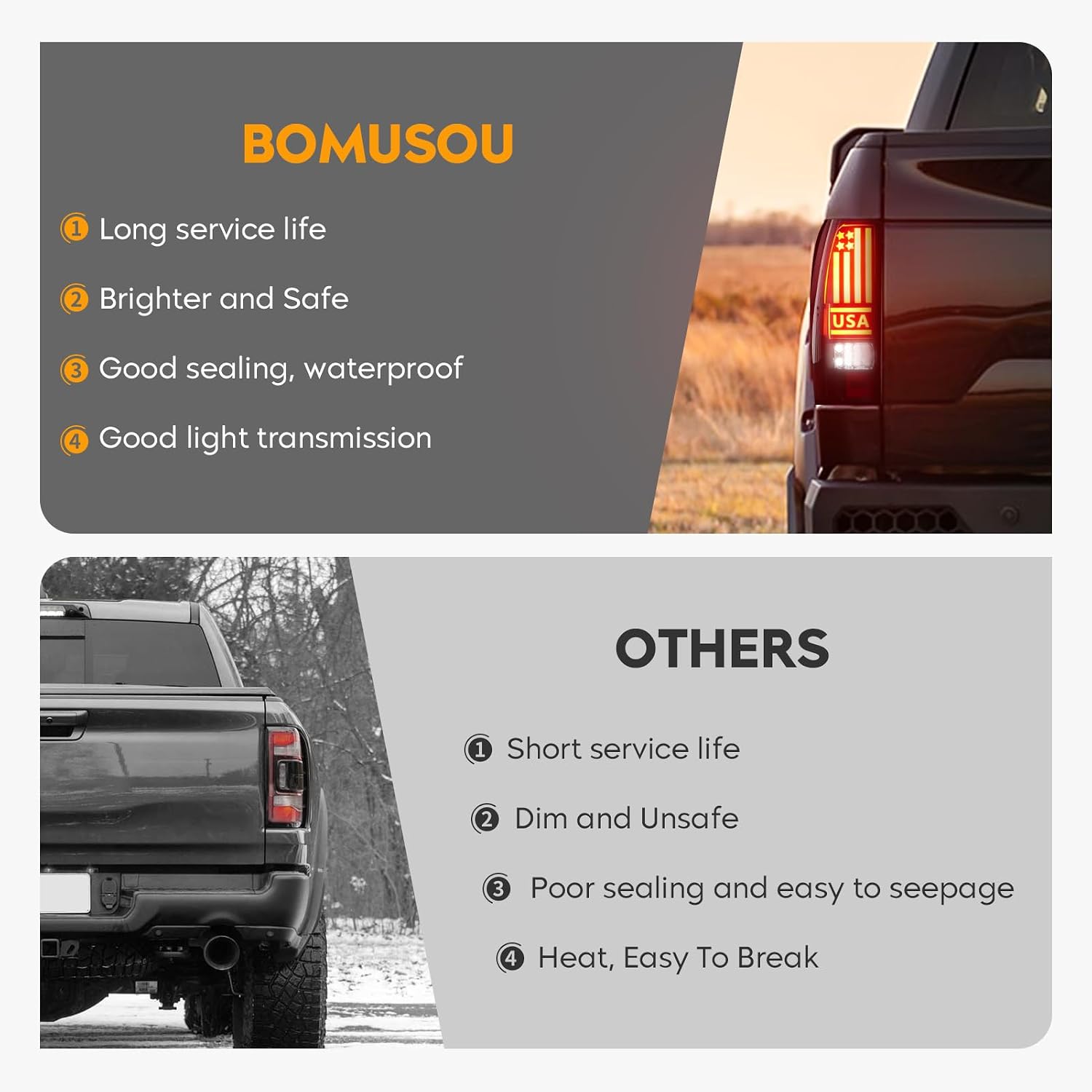 LED Tail Light + 3rd Third Brake Light Kit Fit for Chevy Silverado 1500 2500 HD 1999-2002, for GMC Sierra 1500 2500 HD Fleetside 1999-2003, Taillights and High Mount Stop Light, Smoke Lens
