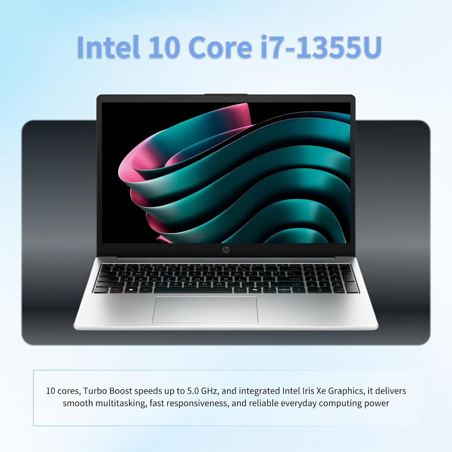HP 250 G10 Laptop Computer for Business | Intel-10-Core i7 1355U | 32GB RAM | 1TB SSD | 15.6' FHD Display | Windows 11 Pro | with Numeric Keypad | Webcam Privacy Shutter | WiFi 6 | w/Accessoire