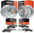 A-Premium Front and Rear Drilled and Slotted Disc Brake Rotors + Ceramic Pads Kit Compatible with Select Chevy and GMC Models - Silverado 3500/Sierra 3500 2001-2006, Silverado 3500 HD, Sierra 3500 HD