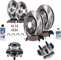 Detroit Axle - Front and Rear Brake Rotors Pads + Wheel Hub Bearings Replacement for 2015-2017 Honda Odyssey - 12pc Set