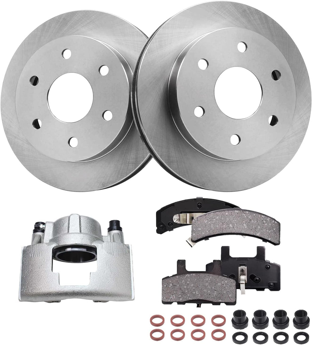 Detroit Axle - Front Brake Kit for Chevrolet K1500 K2500 GMC K1500 K2500 Pickup Tahoe, Disc Brake Rotors Ceramic Brake Pads Driver Side Brake Caliper Replacement