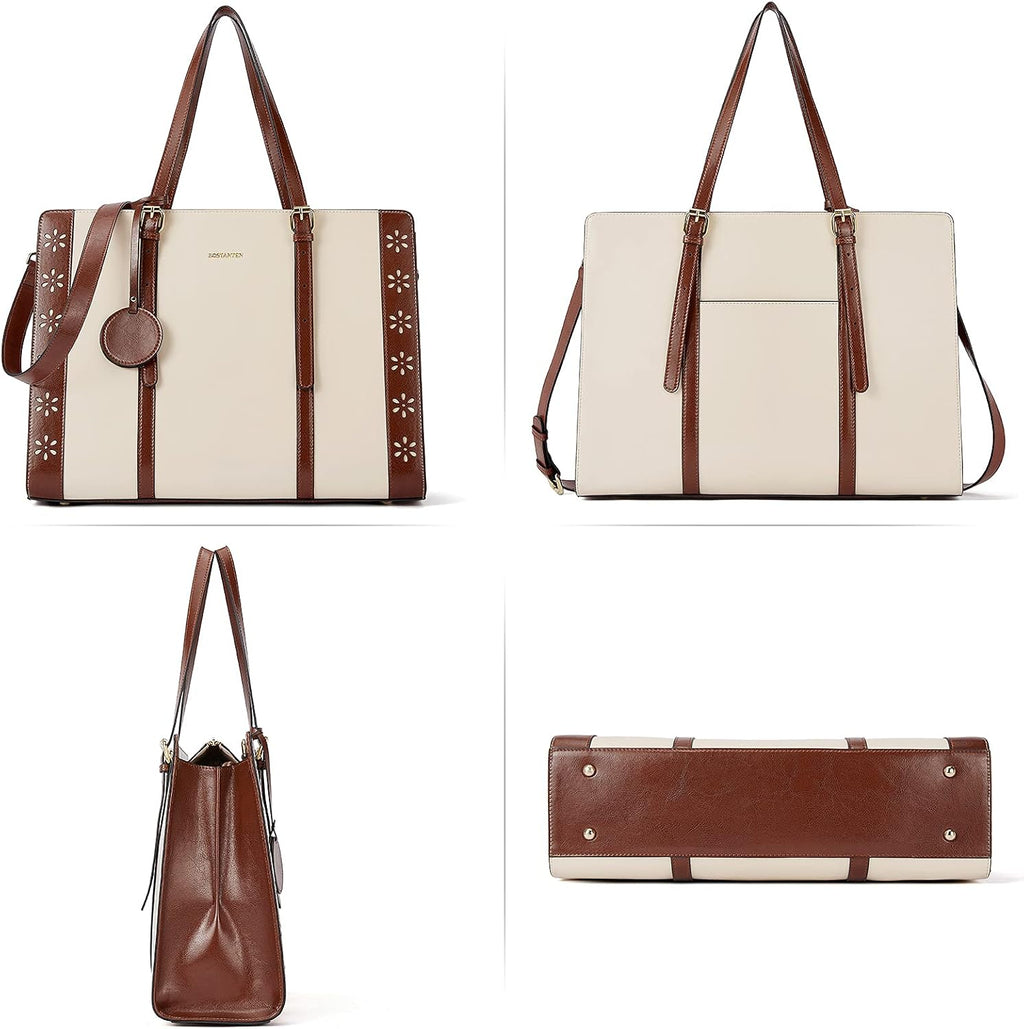 BOSTANTEN Laptop Bag for Women 15.6 inch Computer Leather Briefcase Vintage Work Tote Handbag