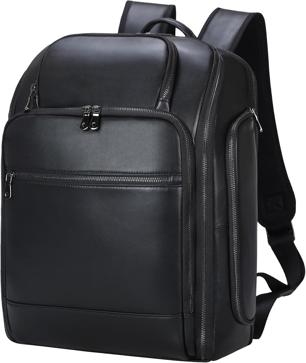 TIDING Genuine Leather Backpack for Men, 17.3 Inch Laptop Bag TSA Friendly Travel Rucksack Hiking Camping Daypack