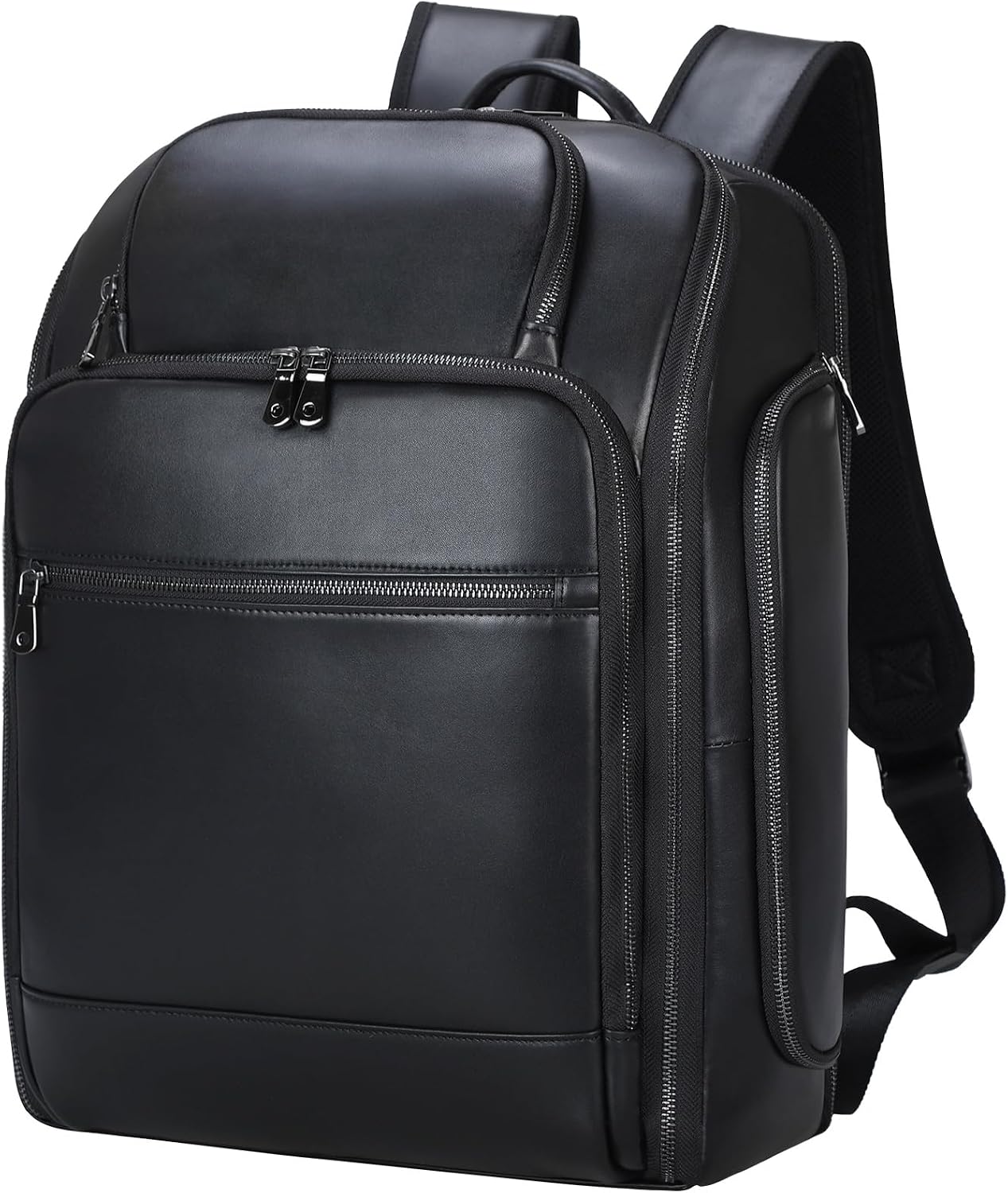 TIDING Genuine Leather Backpack for Men, 17.3 Inch Laptop Bag TSA Friendly Travel Rucksack Hiking Camping Daypack
