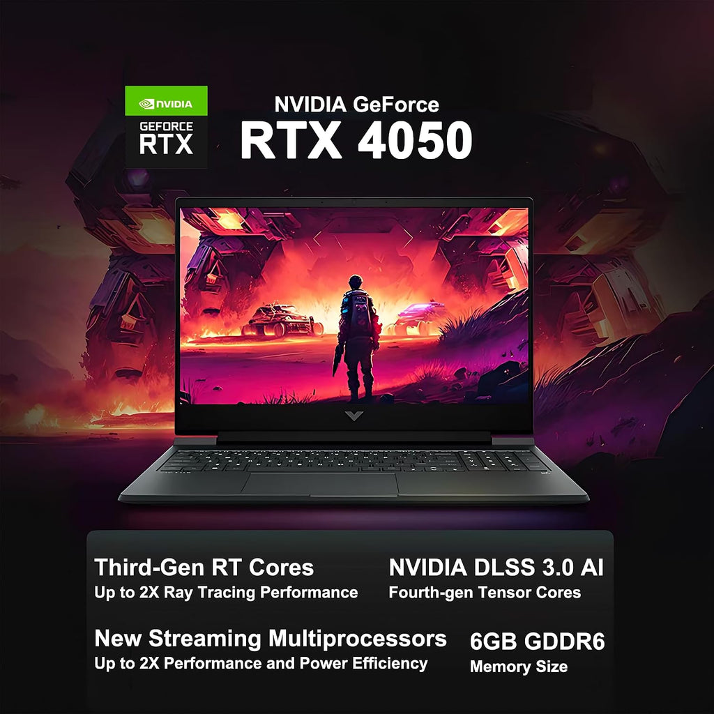 HP Victus 15 Gaming Laptop 15.6' FHD IPS 144Hz AMD 6-core Ryzen 7 7445HS 32GB RAM 1TB SSD GeForce RTX 4050 Backlit USB-C DTS:X Ultra Wi-Fi 6 Win11 ICP Hub