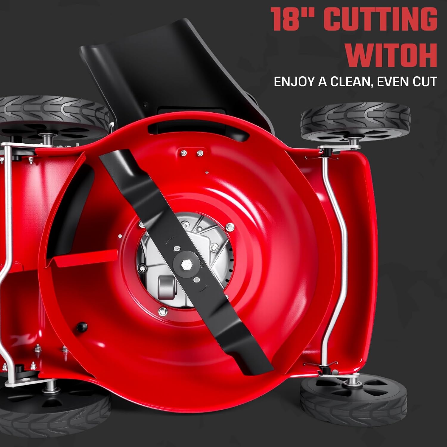 131cc 3-in-1 Self Propelled Gas Lawn Mower, Powerful Push Lawn Mower Gas with 50L Grass Bag & Big Wheels, Gas Powered Walk Behind Lawn Mowers for Large Yards, Mulching/Side Discharge/Rear Bag (Red)