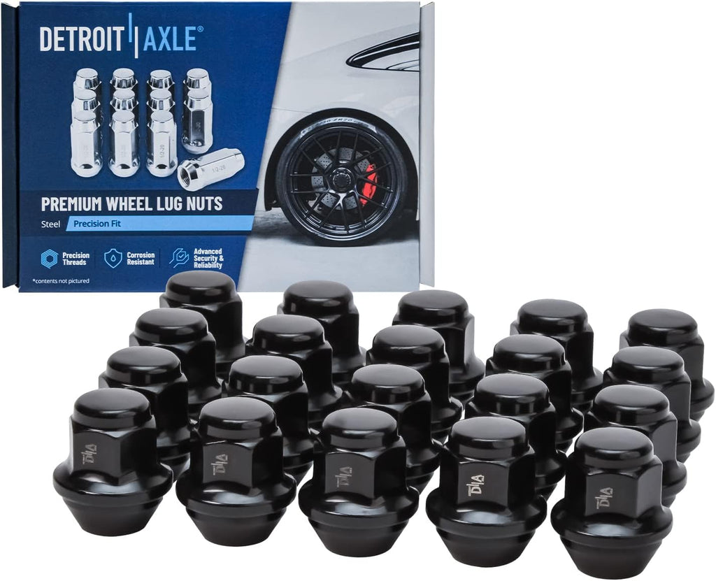 Detroit Axle - Rear Disc Brake Rotors + Brake Pads + Wheel Bearings Hubs w/ 20pc Lug Nuts Replacement for 2014 Lincoln MKZ - 26pc Set