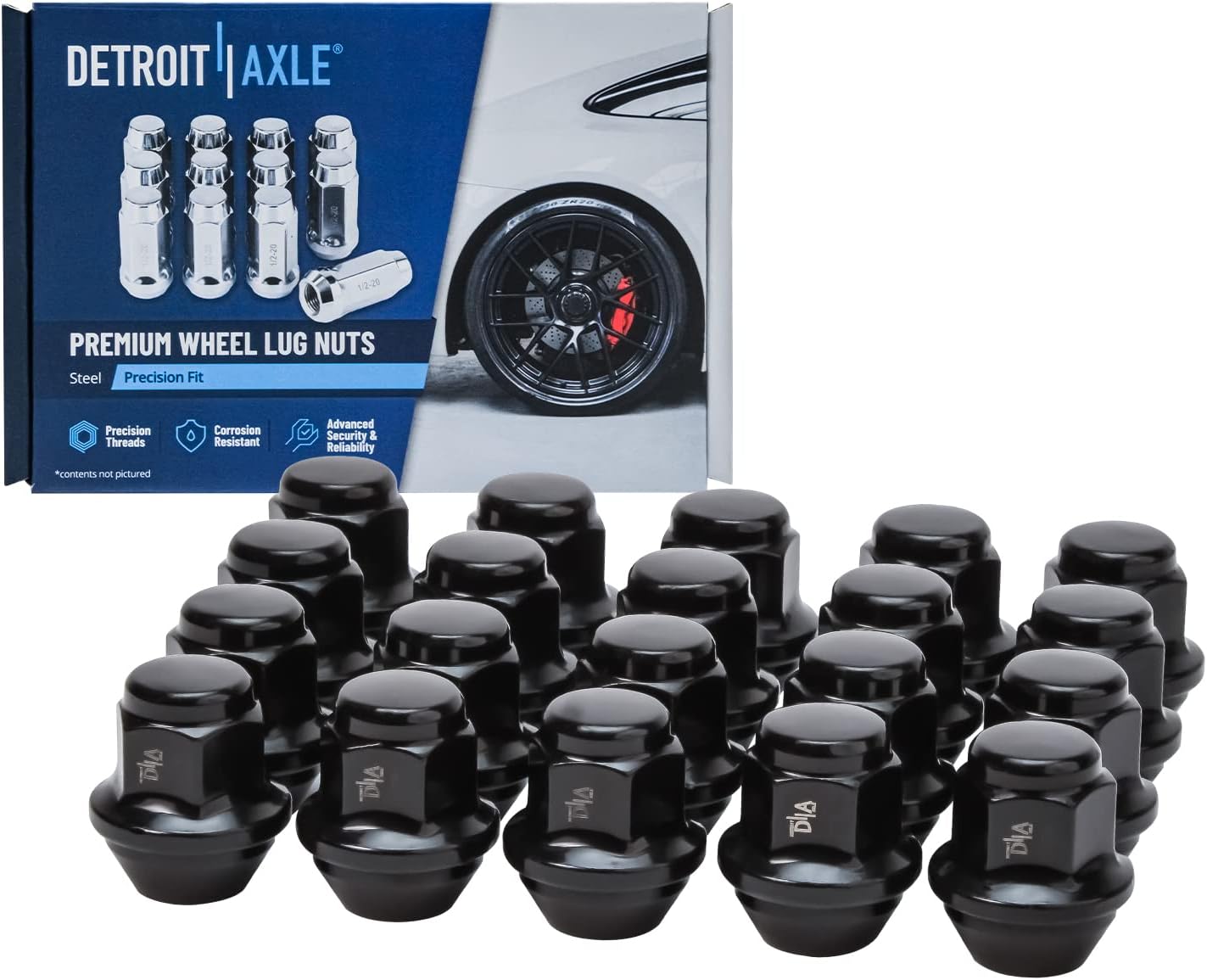 Detroit Axle - Rear Disc Brake Rotors + Brake Pads + Wheel Bearings Hubs w/ 20pc Lug Nuts Replacement for 2014 Lincoln MKZ - 26pc Set