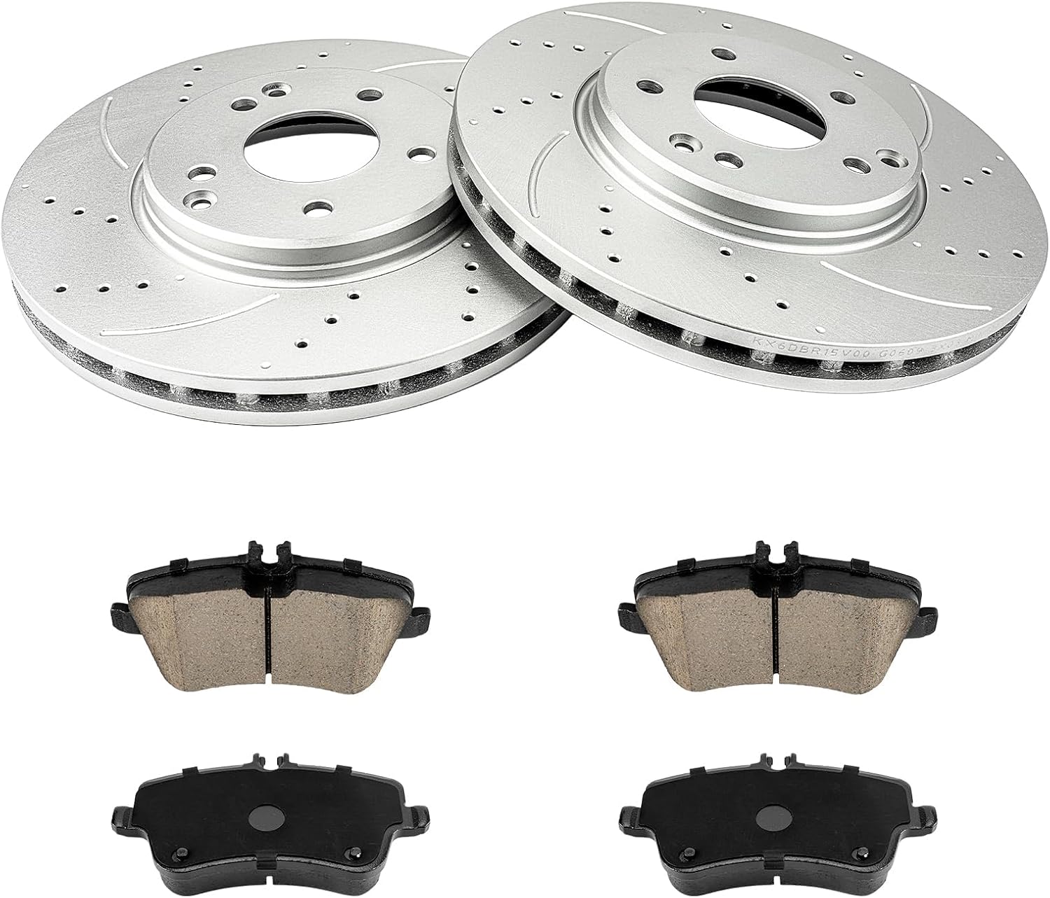 KAX Front Brake Kit for Mercedes-Benz CLK350 2006-2009, CLK320/C320 2001-2005, C280/C350 2006-2007, C240 2003-2005, SLK280 2006-2008, SLK300 2009-2011, 11.81inch Brake Rotors Pads Kit