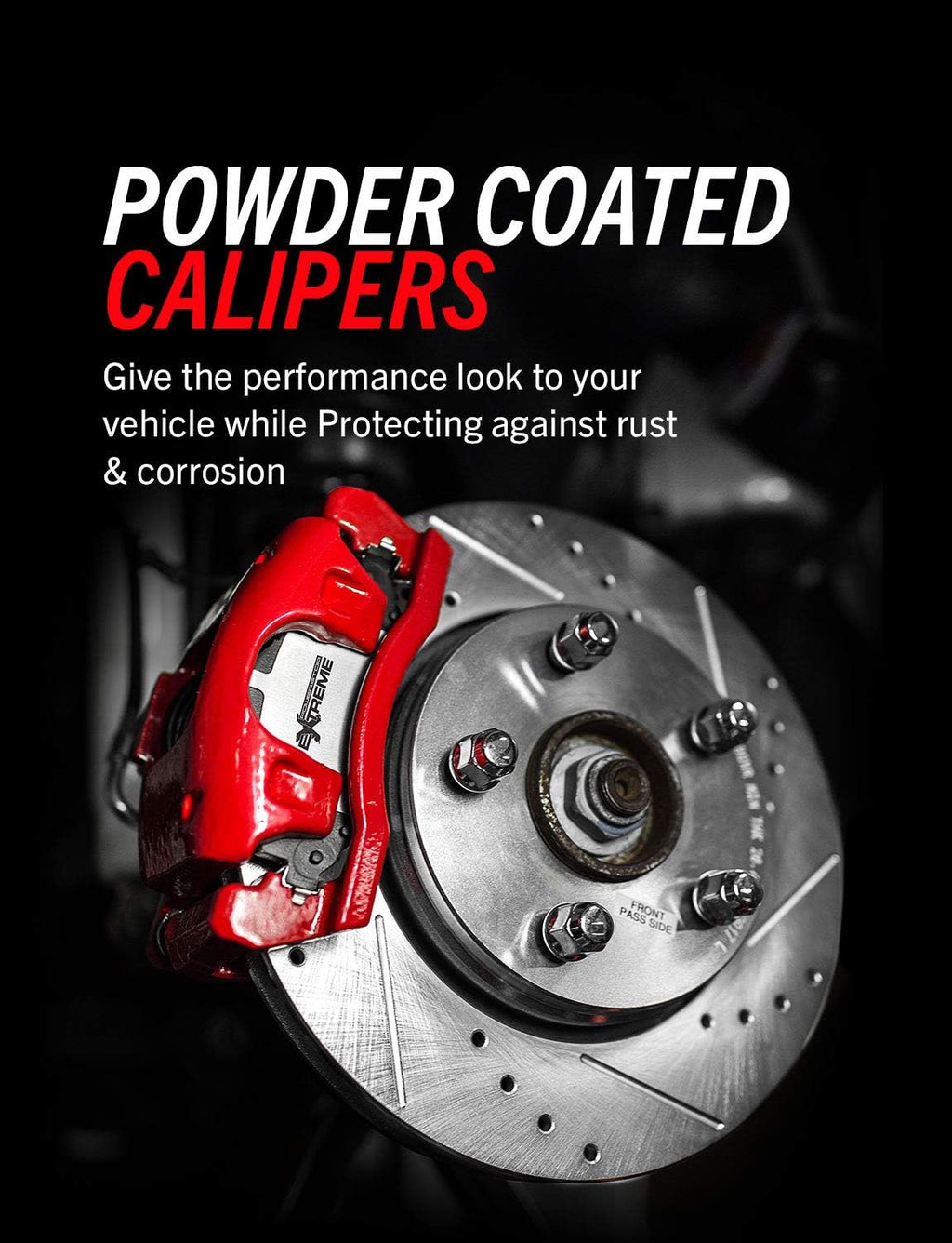 PowerStop Front and Rear Brake & Caliper Kit for Ford F-150 2012-18 - Drilled & Slotted Disc Rotors + Z36 Brake Pads + Red-Powder Coated Calipers, KC6268-36