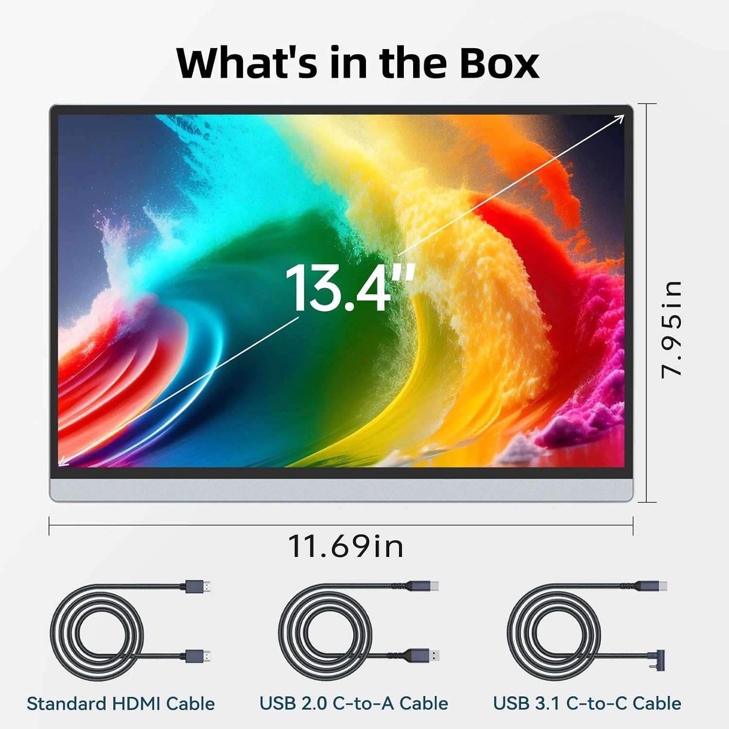 Intehill 4K Portable Monitor for Laptop, 13.4' IGZO Display with Full-Laminated Tempered Glass 500 Nits, 100% sRGB Portable Laptop Screen with Kickstand & Speakers, USB-C & HDMI Travel Monitor, U13ZC