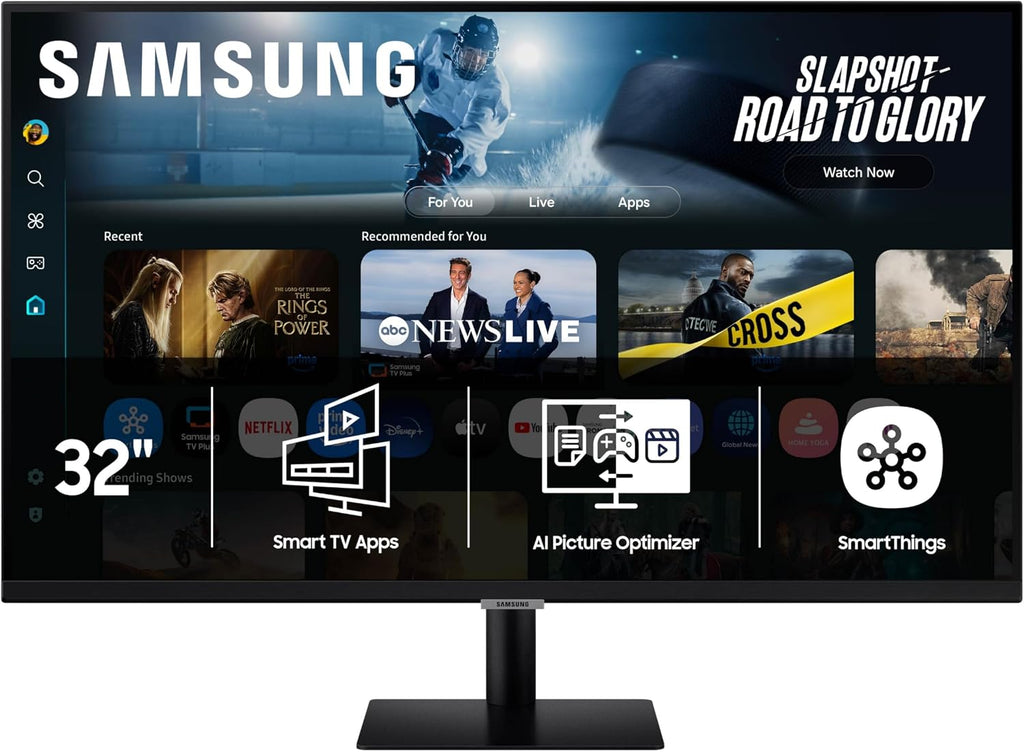 Samsung 32' Smart Monitor M7 (M70F) 4K UHD Display, Samsung Vision AI, Smart TV Apps, Gaming Hub, USB-C, HDMI and USB-A, Black, LS32FM702UNXZA, 2025 (Renewed)