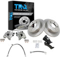 TRQ Rear Brake Pad and Rotor Set Ceramic Rotors Calipers Hoses Compatible with 1995-2001 Ford Explorer 1997-2001 Mercury Mountaineer