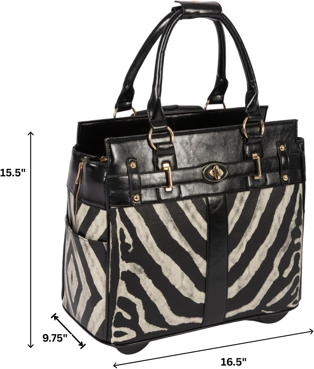 JKM & Company Rolling Laptop Bag Women, Rolling Briefcase for Women, 13'-17' Inch Laptop Bag with Wheels