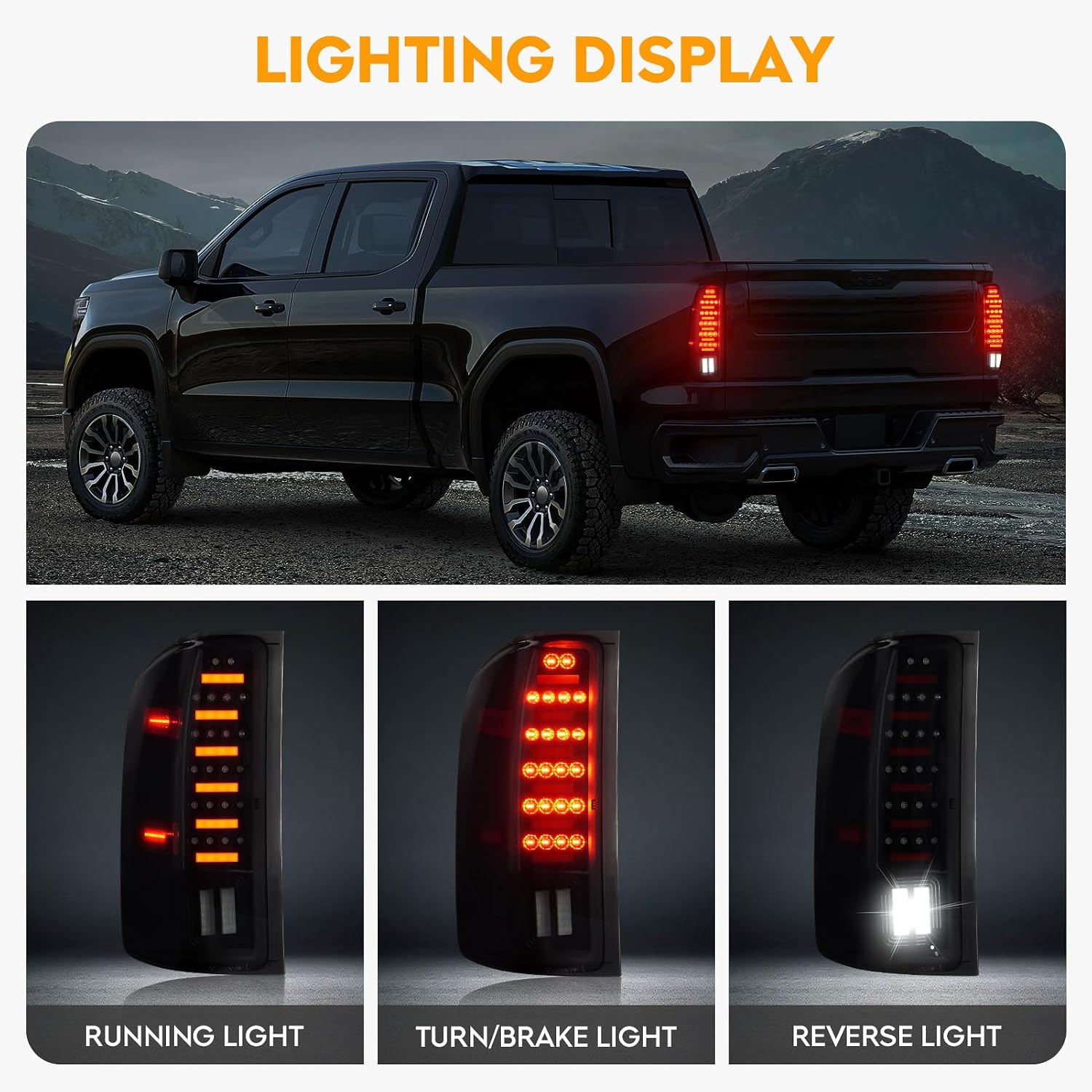 LED Tail Light Fit for Chevy Silverado 1500 2500HD 3500HD 2007-2013, for Silverado 2500 HD 3500 HD 2014, for GMC Sierra 3500 HD 2008-2014 with Dual Rear Wheel ONLY, Black Housing Smoke Lens