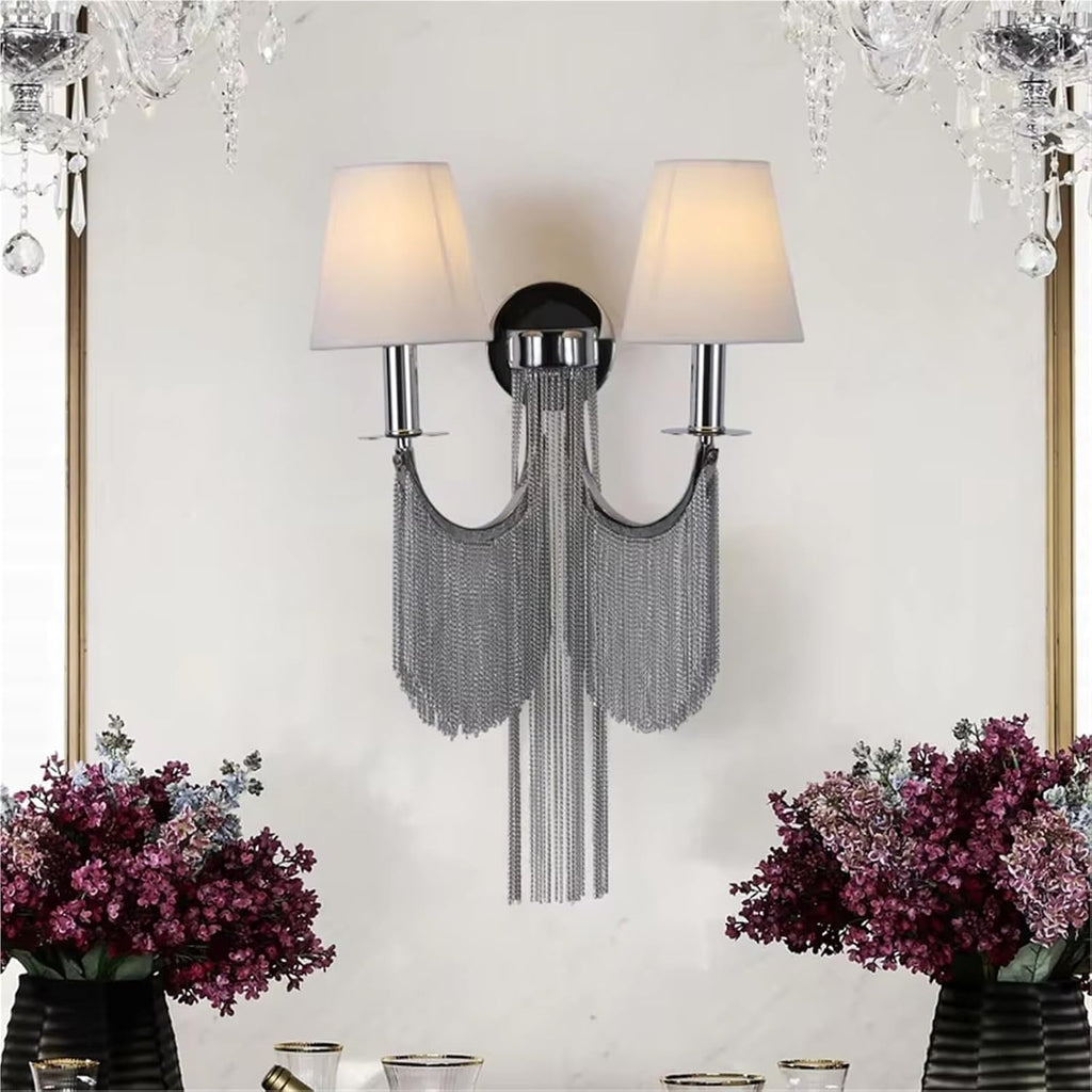 Gold Silver Aluminium Chain Wall Lights Bedroom Wall Lamps E14 Bedside Indoor Lights for Villa Hotel Restaurant Apartment,Bathroom