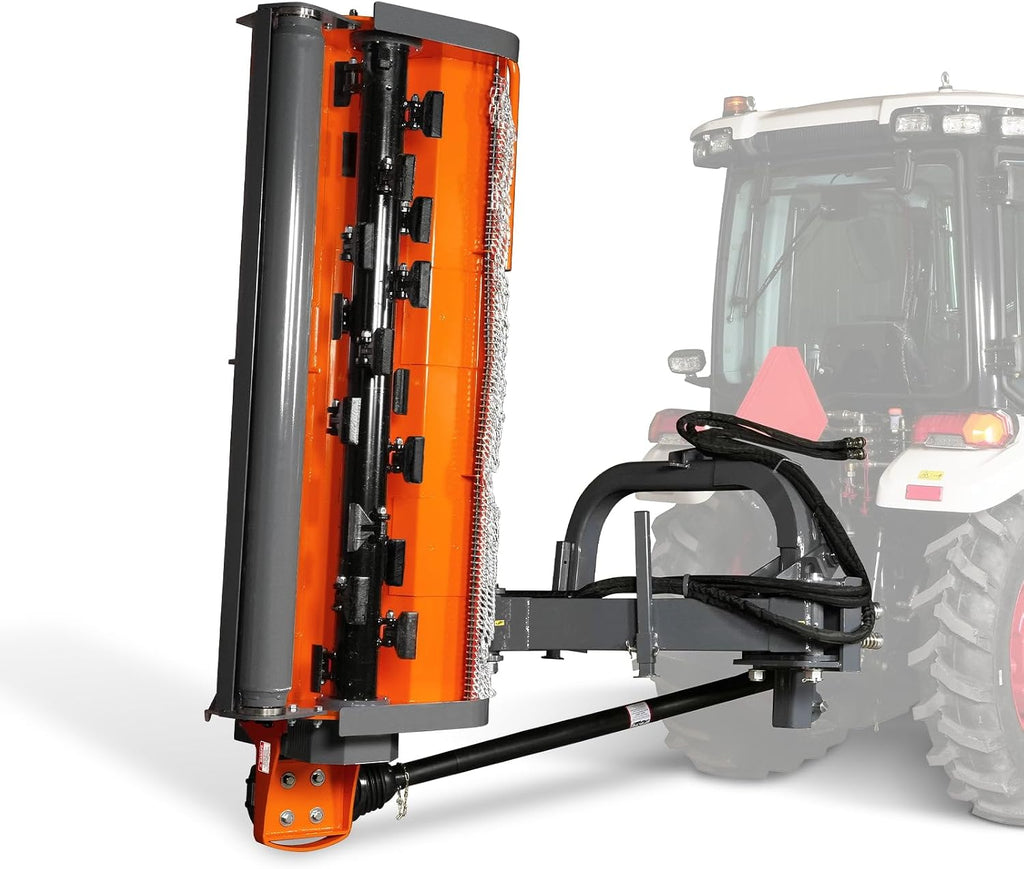 MechMaxx 86' Heavy Duty PTO Drive 3 Point Offset Ditch Bank Verge Flail Mower for 90-120HP CAT 2 Tractor, 130'' Offset Distance,55°/90° Rotation Angle, 20 Hammers, Model VBM86