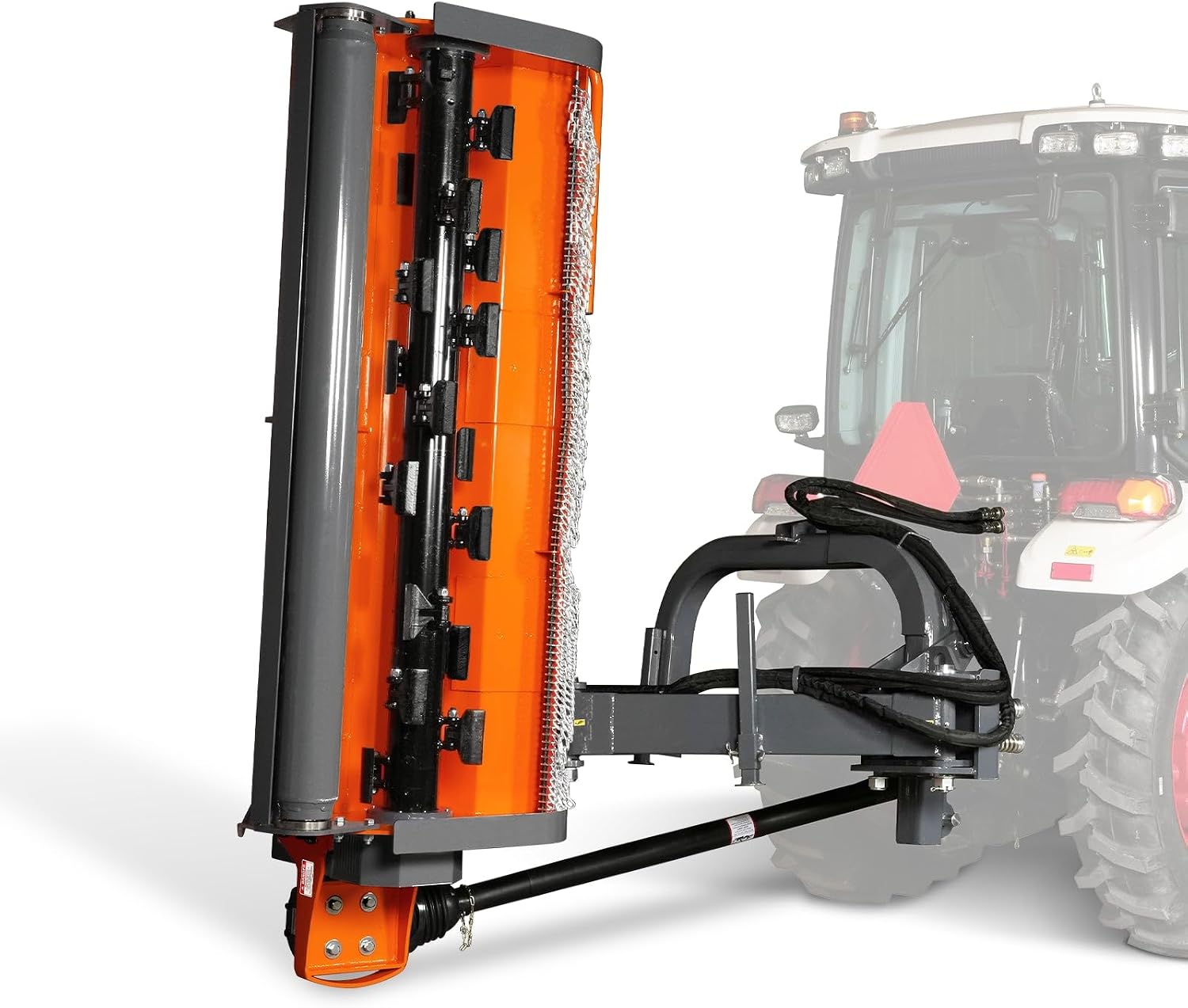MechMaxx 86' Heavy Duty PTO Drive 3 Point Offset Ditch Bank Verge Flail Mower for 90-120HP CAT 2 Tractor, 130'' Offset Distance,55°/90° Rotation Angle, 20 Hammers, Model VBM86