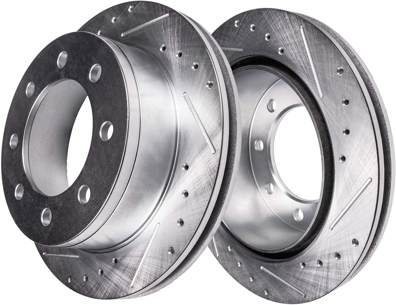 Detroit Axle - Brake Kit for Chevy GMC Silverado Sierra 3500 HD, Drilled and Slotted Disc Brake Rotors Brakes Pads 2020 2021 2022 2023 2024 Replacement : 13.98' inch Front and Rear Rotors
