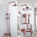 Vintage Copper Exposed Shower System with 8 inch Rainfall Shower Head and Bath Tub Spout,Multi-Mode Exposed Shower Fixture with Handheld Shower Wall Mounted for Bathroom