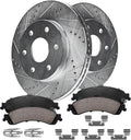 Rear Brake Kit Compatible with Chevy Tahoe Suburban Avalanche Silverado 1500, GMC Sierra Yukon XL 1500 Brake Pads and Rotors Kit, Brakes Drilled Slotted Rear 12.99' Rotor