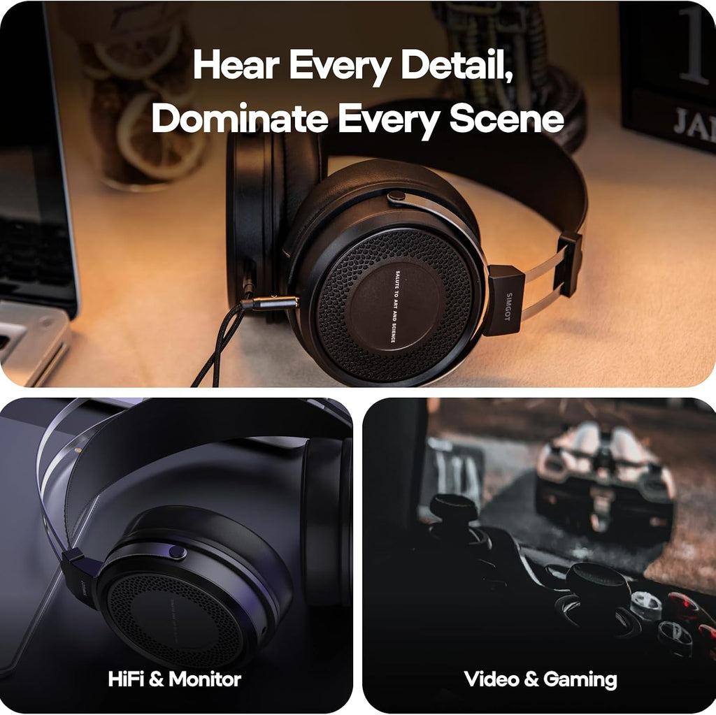 Linsoul SIMGOT EP5 Over-Ear Headphones, 50mm Ultra-Magnetic Drivers, Innovative Closed-Back HiFi Monitor, Dual 3.5mm TRS Detachable Cable + Tripowin Nova Monitor Headphone Cable(XLR, Black)