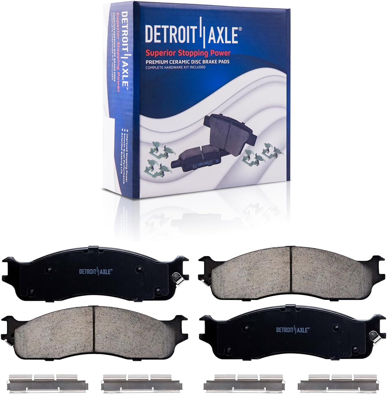 Detroit Axle - RWD Front Disc Brake Rotors Ceramic Brake Pads Wheel Bearing Hubs Replacement for 2006-2008 Dodge Ram 1500 2500 3500 4.7L 5.7L
