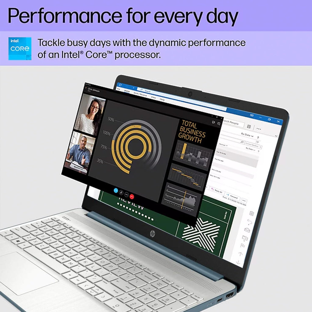 HP 15.6' HD Laptop • Intel 4-Core Processor • 128GB PCIe SSD • Intel Integrated • Fast Charge • 7.5H Battery • SD Card Reader • Wi-Fi 6 • Win 11 • for Multitasking Work & Study
