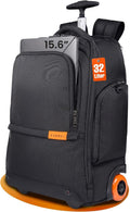EVERKI 123 Wheeled 32L Laptop Backpack - Rolling Backpack for Men & Women - Carry-On Travel Roller Backpack for Laptops - Fits 15.6 to 16 Inches with Replaceable Wheels for Business & Work - Black