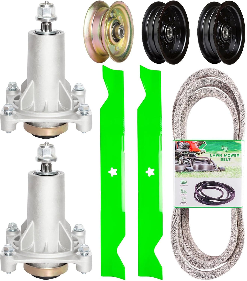 46'' Deck Rebuild Kit Fits Hus qvarna Pou LAN PP20VA46 PP19H46 2246LS 2 Spindle (187292) 2 Blade (531309715) 1 Belt (405143) 2 Idler (196106) 1 Idler (177968)