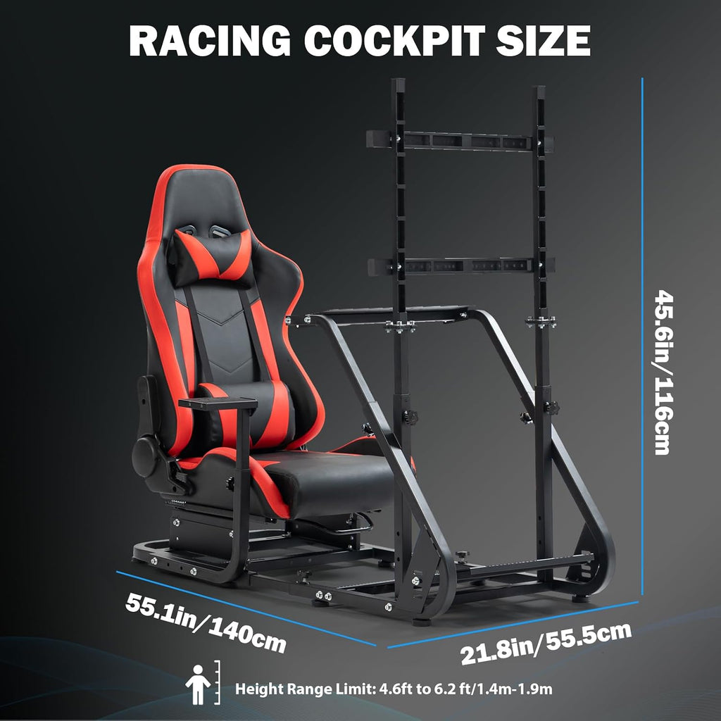 Anman G920 Game Racing Sim Simulator Cockpit with Monitor Stand Fit For Logitech G27 G29, for Thrustmaster T300RS TX T3PA TGT, for Fantec,with Red seat- TV Mount, Not Included Wheel Shifter Pedal