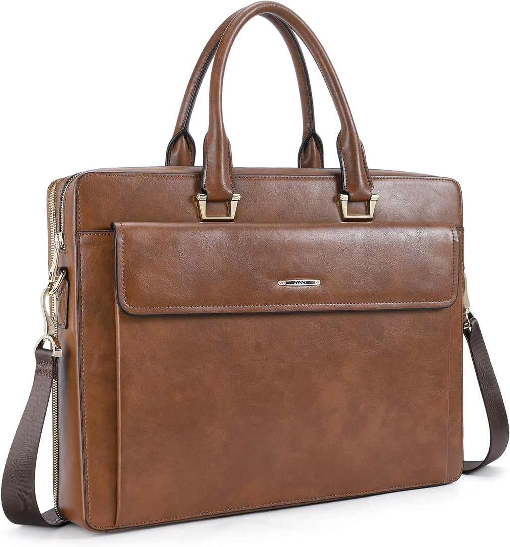 CLUCI Briefcase for Women Oil Wax Leather Business 15.6 Inch Laptop Handbag Vintage Slim Large Shoulder Work Bag | Oil Wax Leather, Business, 15.6 Inch, Laptop, Vintage, Slim
