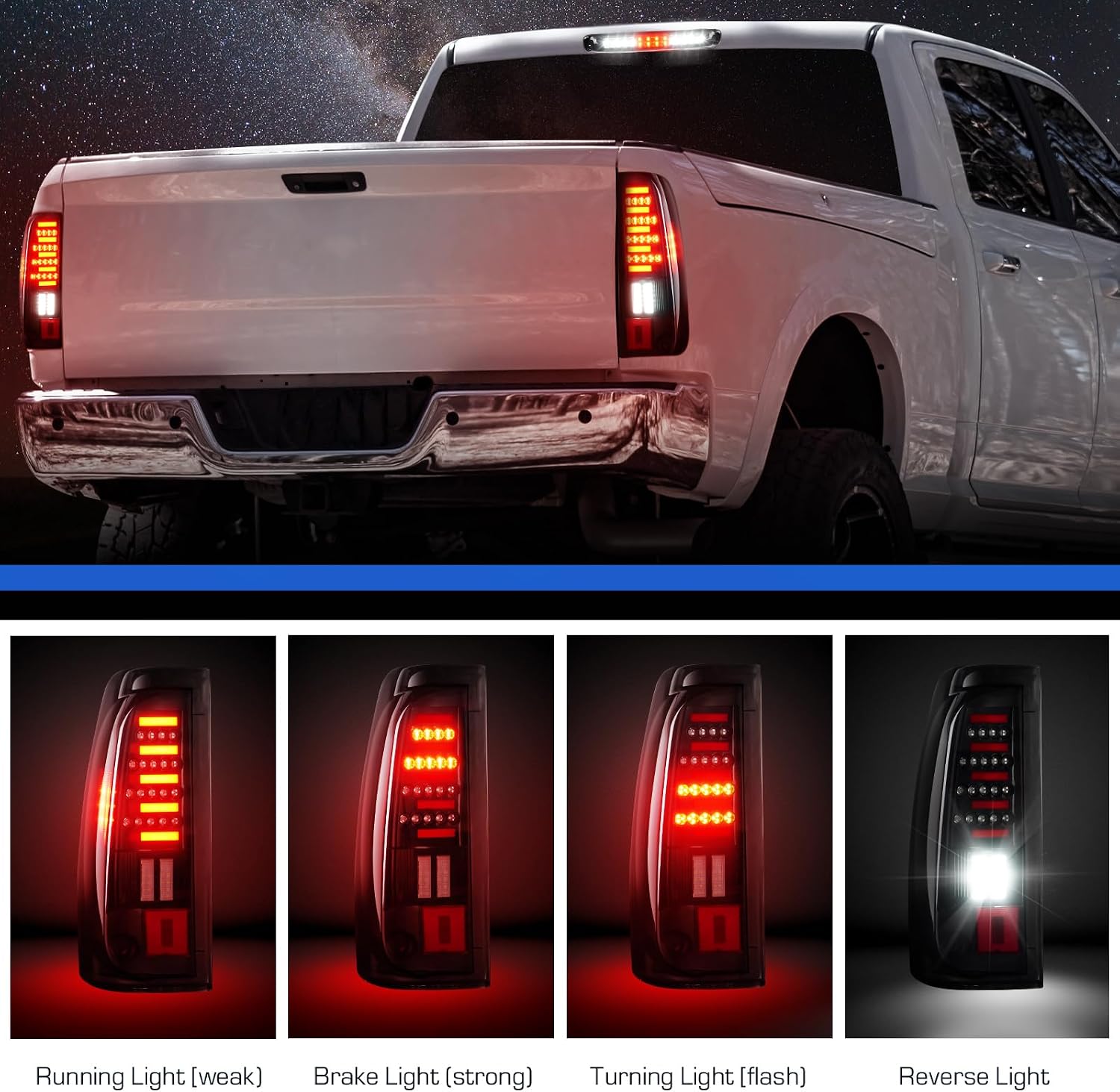 Tail Light +3rd Third Brake Cargo Lamp Fit for Chevy Silverado 1500 2500 2003-2006, Silverado 3500 2004-2006, Fit for Sierra 1500 1500HD 2500 2500HD 3500 2004-2006, Rear LED Taillight Assembly