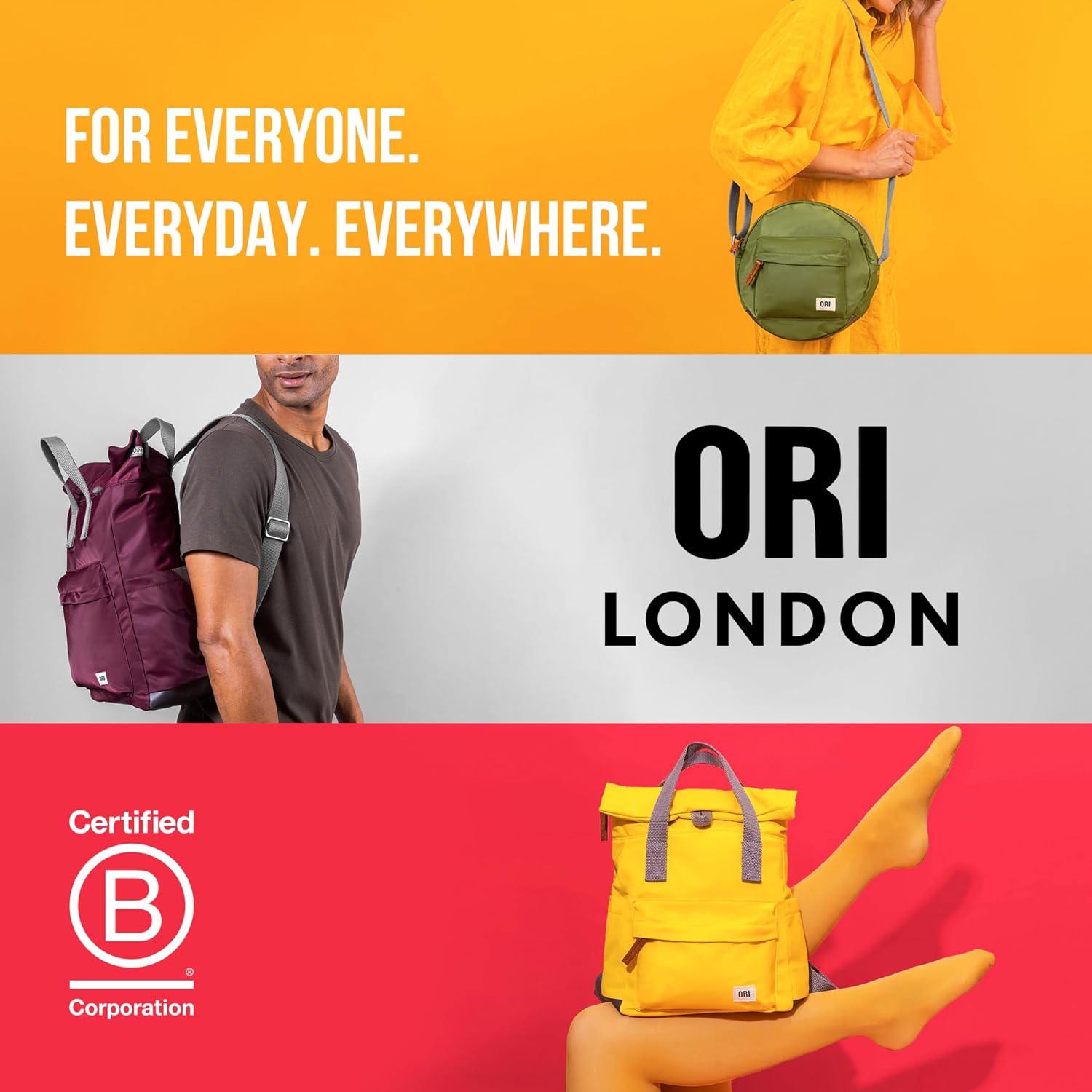 ORI LONDON Travel Backpack - Medium Nylon Rolltop Backpack for Men & Women for Laptop & Accessories - The Canfield, Stormy Gray